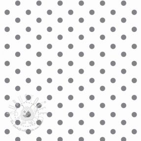Baumwollstoff Dots white/grey