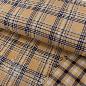 Double gauze/musselin Double sided CHECKS multicolour brown